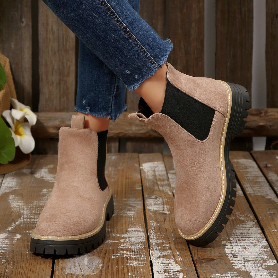 Rosafarbene Chelsea Boots aus Veganem Wildleder mit elastischem Seiteneinsatz