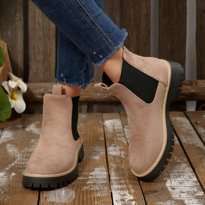 Rosafarbene Chelsea Boots aus Veganem Wildleder mit elastischem Seiteneinsatz