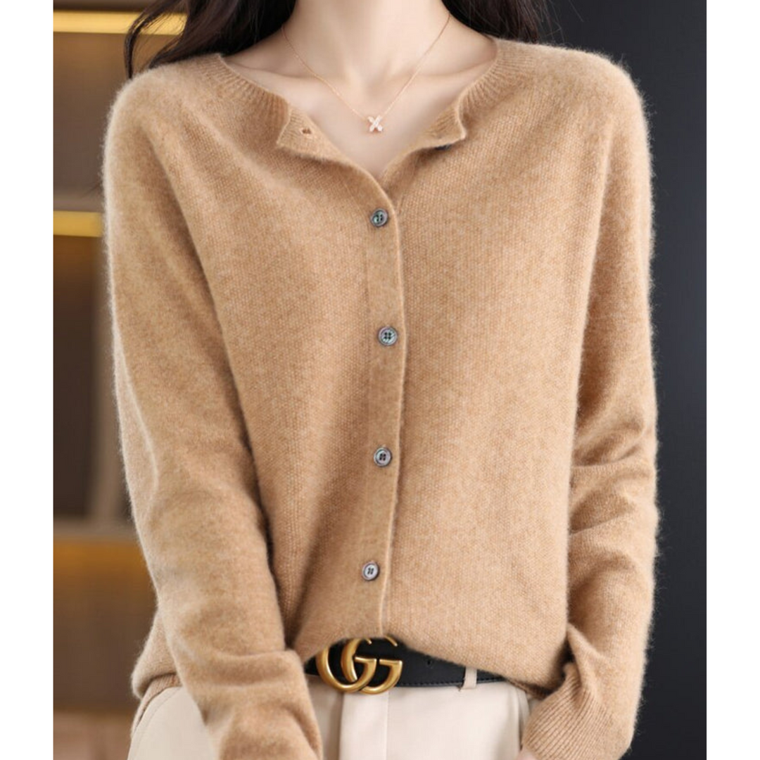 Charlotte | Damen Strickjacke mit Rundhalsausschnitt Knopfleiste Gerippten Bündchen Taillierter Schnitt - image 11