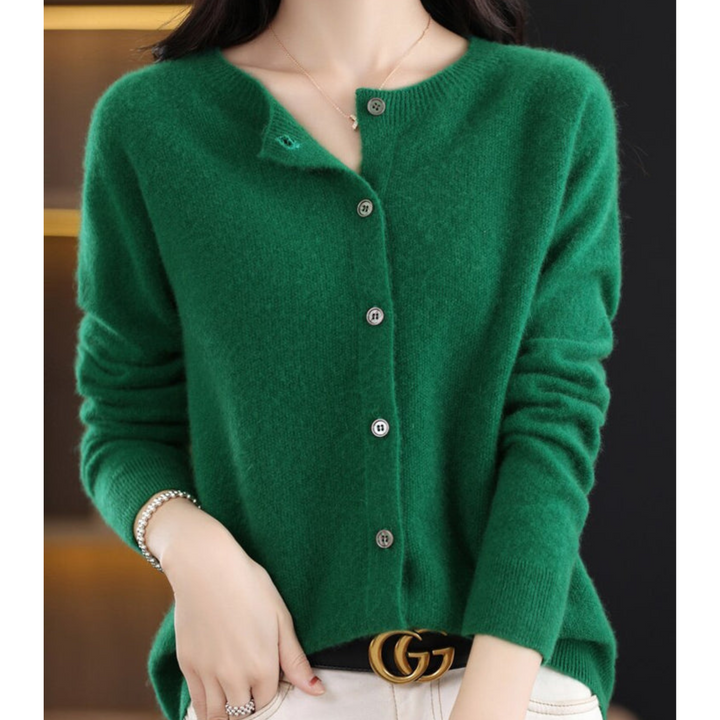 Charlotte | Damen Strickjacke mit Rundhalsausschnitt Knopfleiste Gerippten Bündchen Taillierter Schnitt - image 12