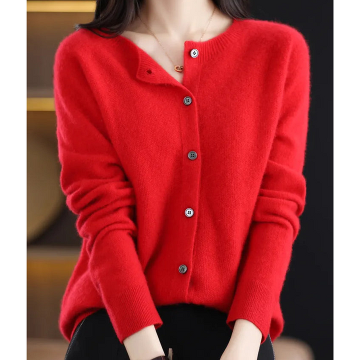 Charlotte | Damen Strickjacke mit Rundhalsausschnitt Knopfleiste Gerippten Bündchen Taillierter Schnitt - image 14