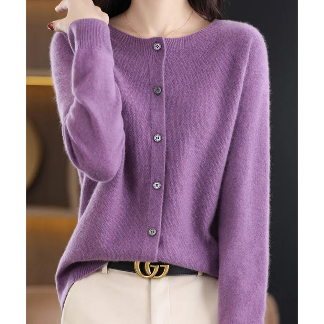 Charlotte | Damen Strickjacke mit Rundhalsausschnitt Knopfleiste Gerippten Bündchen Taillierter Schnitt - image 9