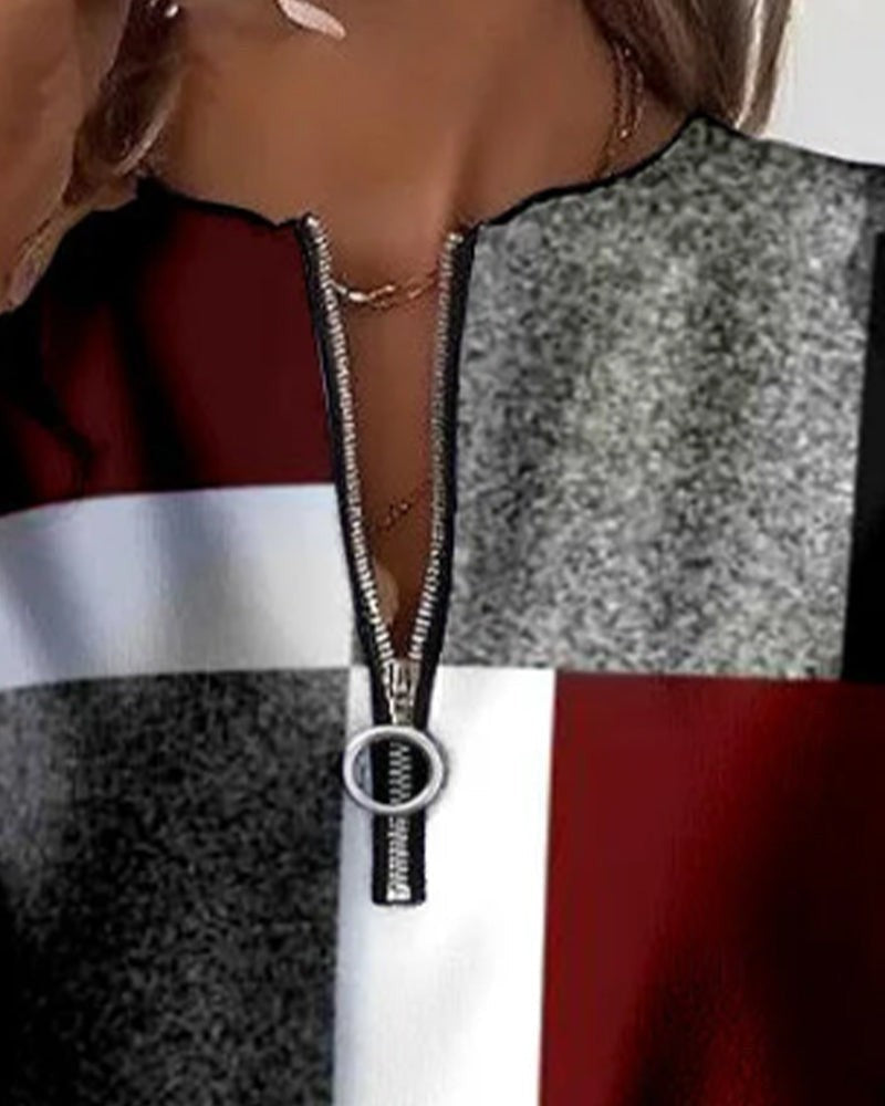 Detailansicht Reißverschluss mit Ring-Zipper am Troyer Pullover in Bordeaux