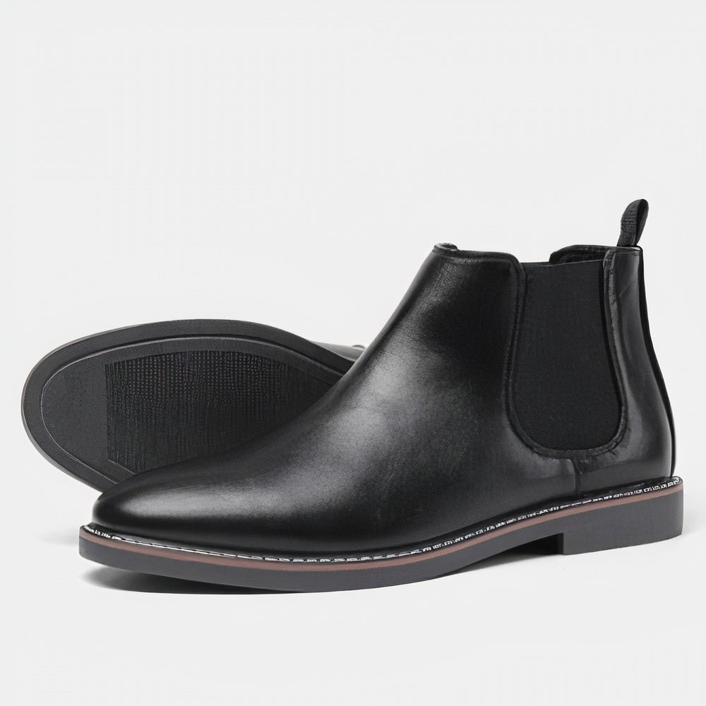 Schwarze Chelsea Boots aus veganem Leder mit eleganter, glatter Oberfläche