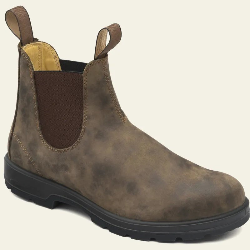 Chelsea-Boot in Vintage-Braun mit strukturierter Lederoptik und elastischem Einsatz