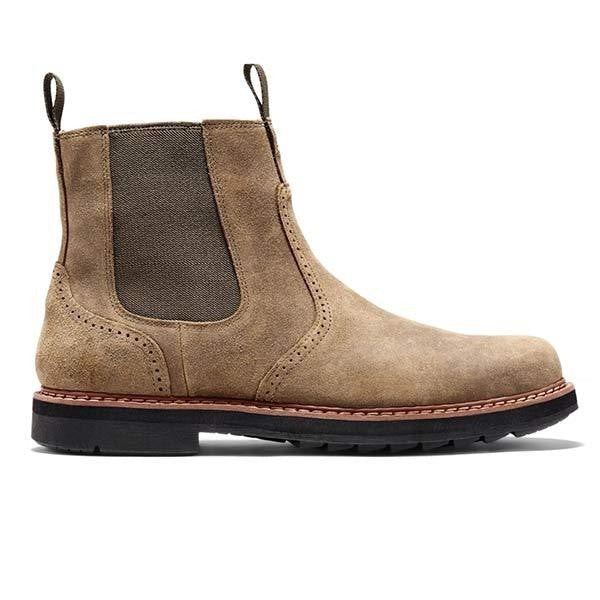 Wildleder-Chelsea-Boot Herren beige mit elastischem Seitenteil im Profil