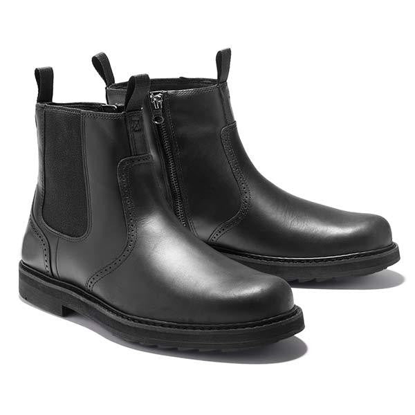 Schwarze Chelsea-Boots Herren aus glattem Leder mit Reißverschluss