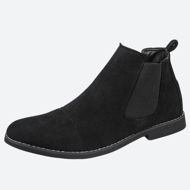 Schwarze Chelsea Boots Herren aus Wildleder-Optik mit elastischem Seiteneinsatz