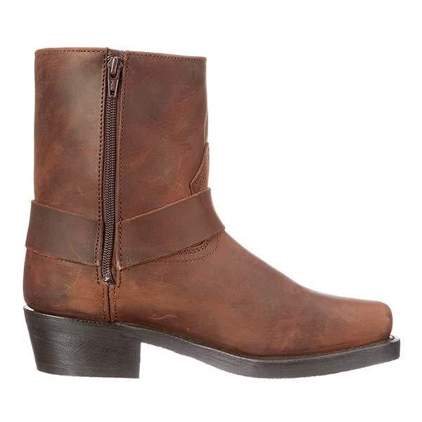 Seitenansicht Cowboystiefel braun mit seitlichem Reißverschluss und Blockabsatz
