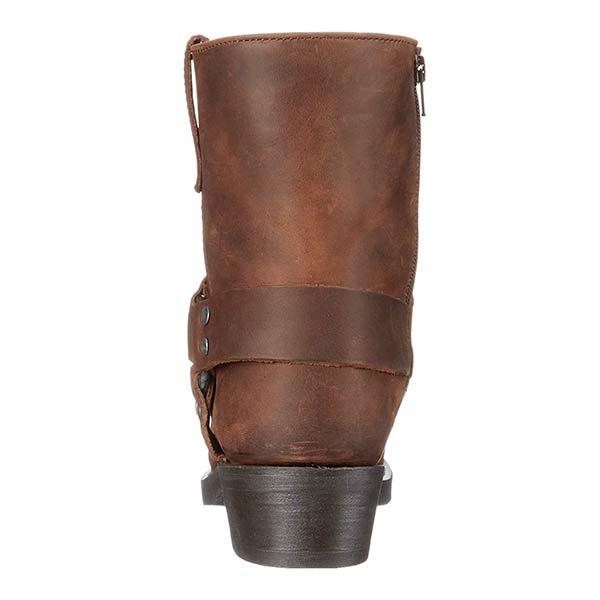 Rückansicht braune Cowboystiefel mit Reißverschluss und Absatzdetail
