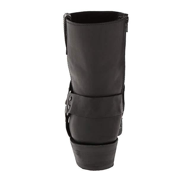 Rückansicht schwarze Cowboystiefel mit Riemen und stabilem Absatz
