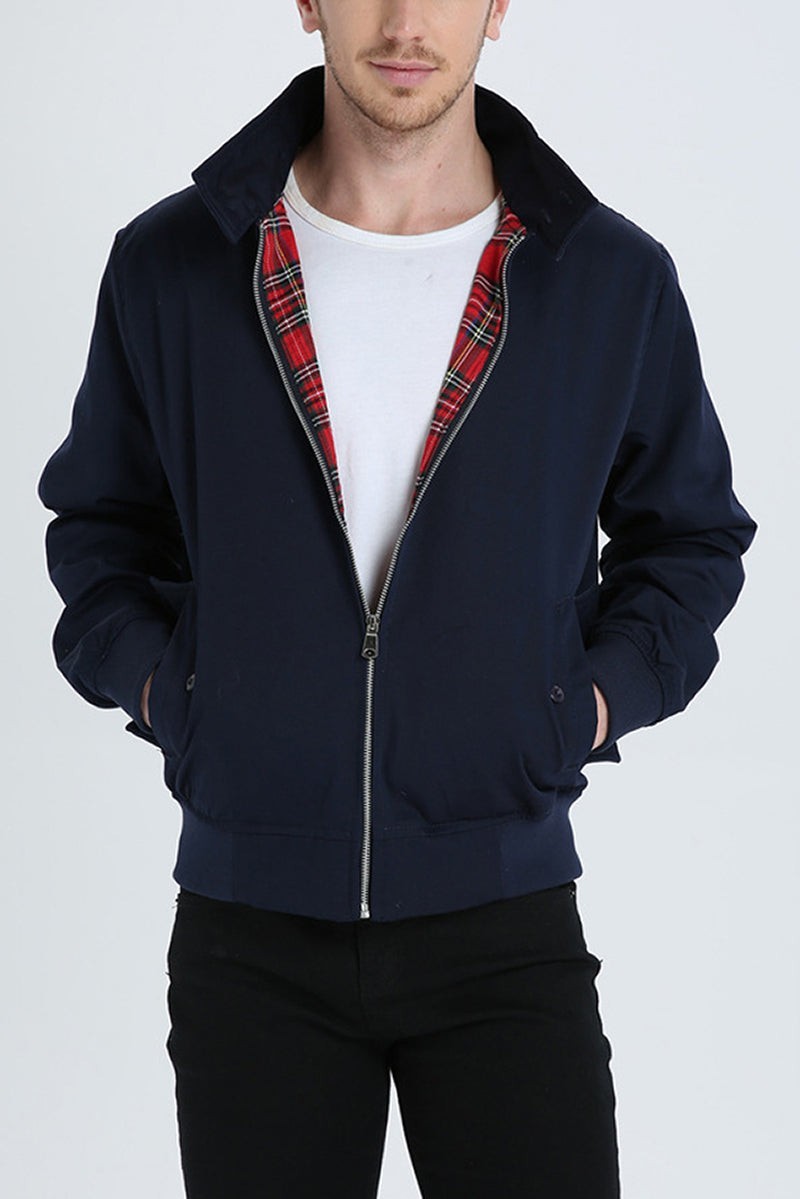 Henrik | Herren Harrington-Jacke mit Karo-Futter Reißverschluss Umlegekragen und Rippbündchen - image 2
