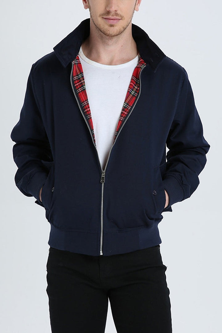 Henrik | Herren Harrington-Jacke mit Karo-Futter Reißverschluss Umlegekragen und Rippbündchen - image 2