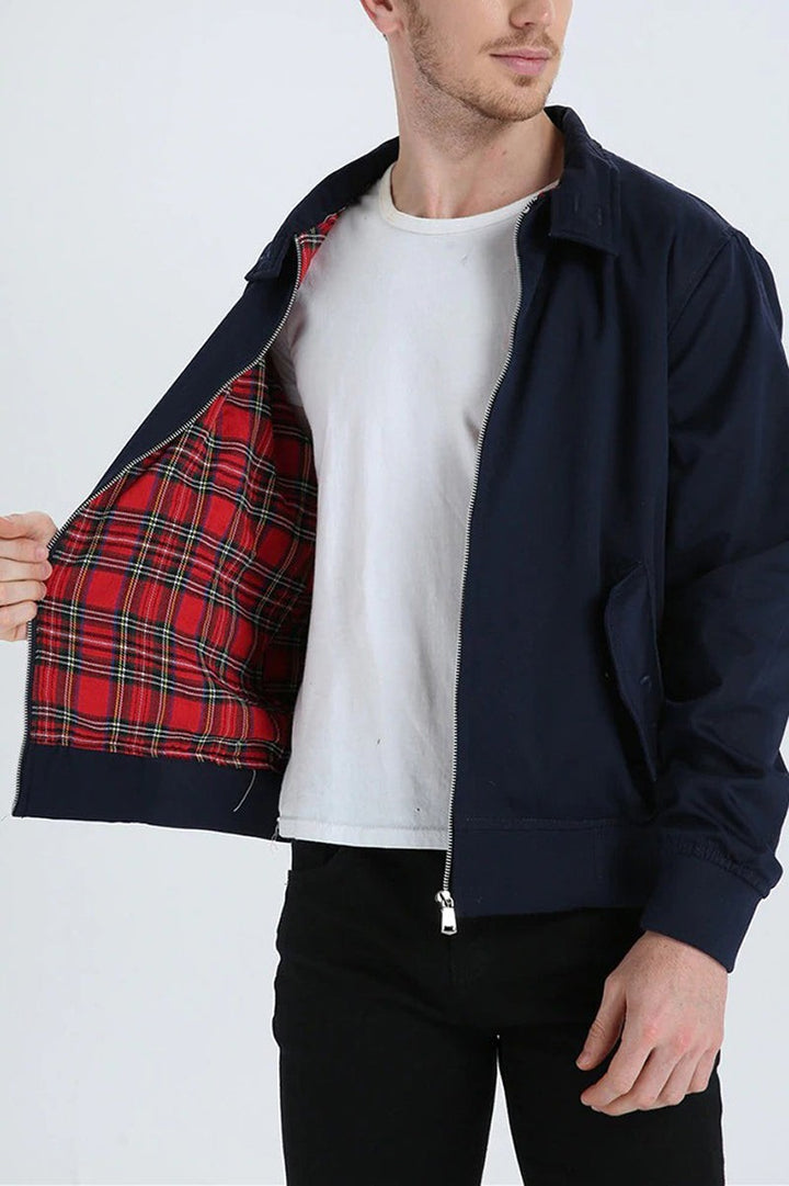 Henrik | Herren Harrington-Jacke mit Karo-Futter Reißverschluss Umlegekragen und Rippbündchen - image 3