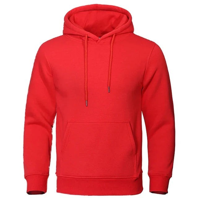 Roter Herren Hoodie mit Kapuze und Rippbündchen, Vorderansicht