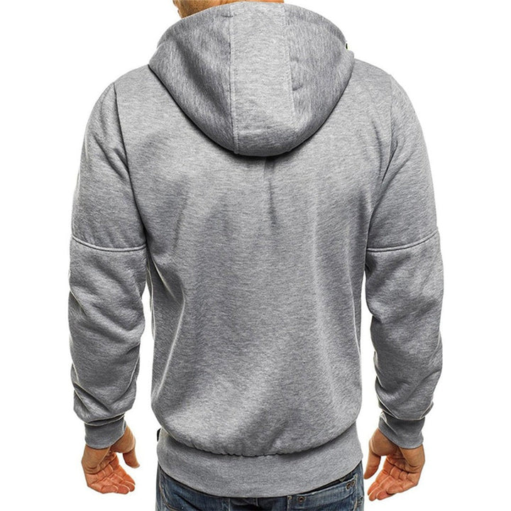 Rückenansicht hellgrauer Zip-Hoodie mit Kapuze für Herren