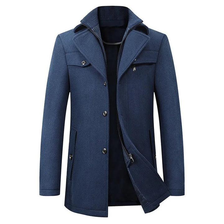 Marineblauer Wintermantel mit Reversekragen und verstellbaren Ärmelbündchen für Herren