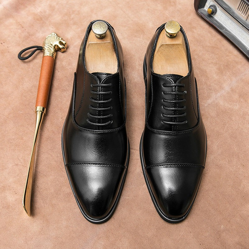 Schwarze Herren Businessschuhe aus Leder mit klassischer Schnürung