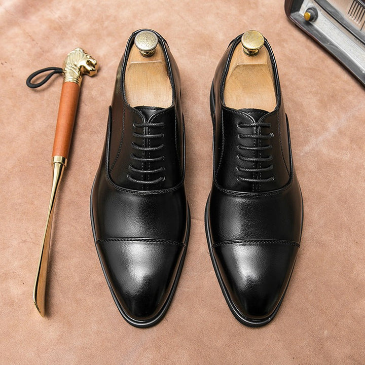 Schwarze Herren Businessschuhe aus Leder mit klassischer Schnürung