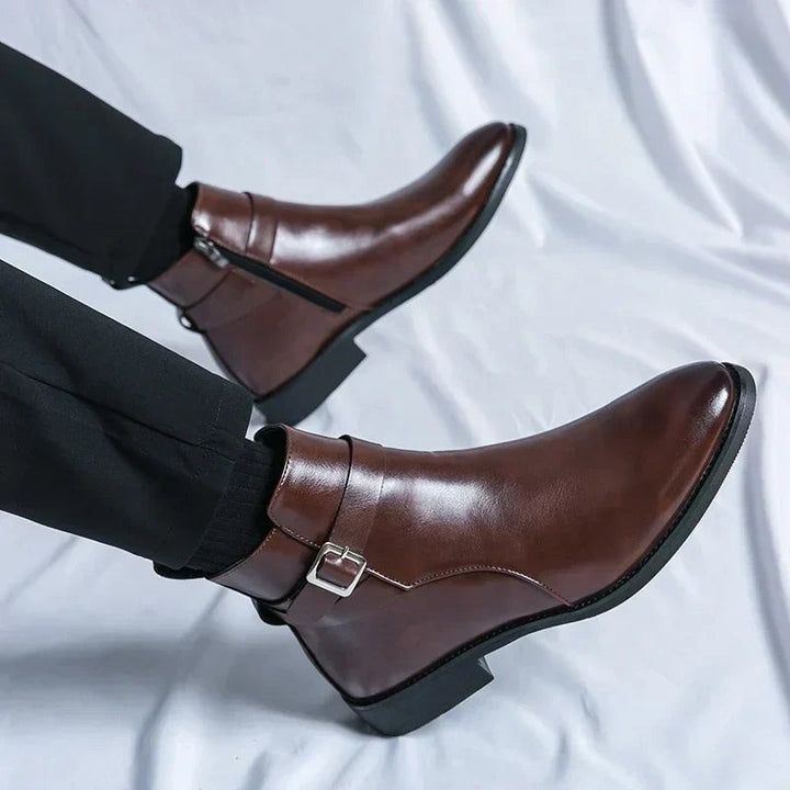 Leon | Herren Stiefeletten aus Veganem Leder mit Schnalle Reißverschluss und Spitzer Zehenpartie - image 10