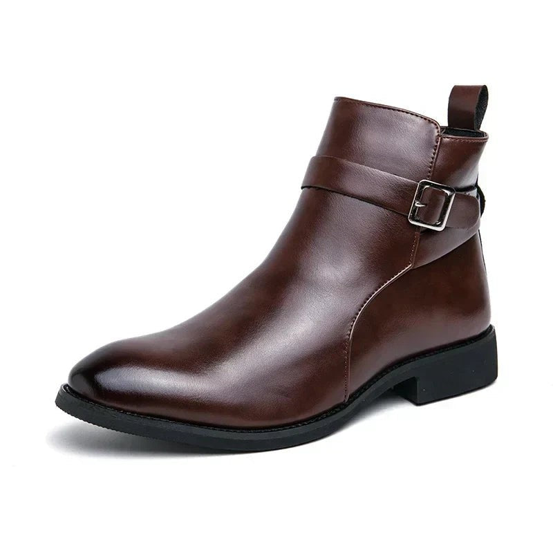 Leon | Herren Stiefeletten aus Veganem Leder mit Schnalle Reißverschluss und Spitzer Zehenpartie - image 11
