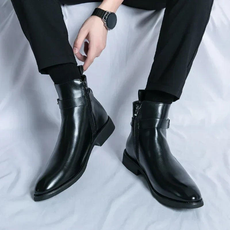 Leon | Herren Stiefeletten aus Veganem Leder mit Schnalle Reißverschluss und Spitzer Zehenpartie - image 13