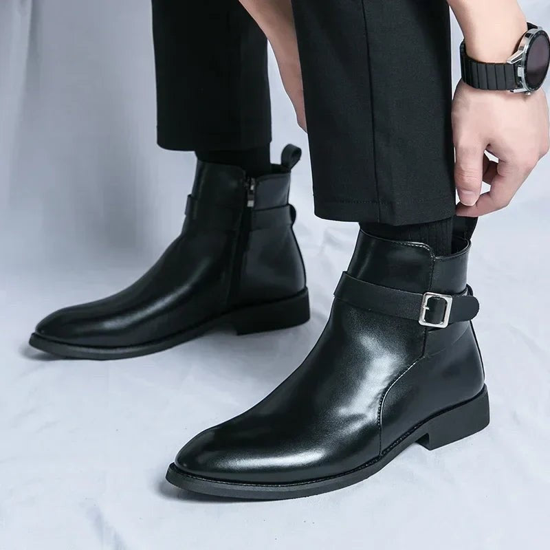 Leon | Herren Stiefeletten aus Veganem Leder mit Schnalle Reißverschluss und Spitzer Zehenpartie - image 14