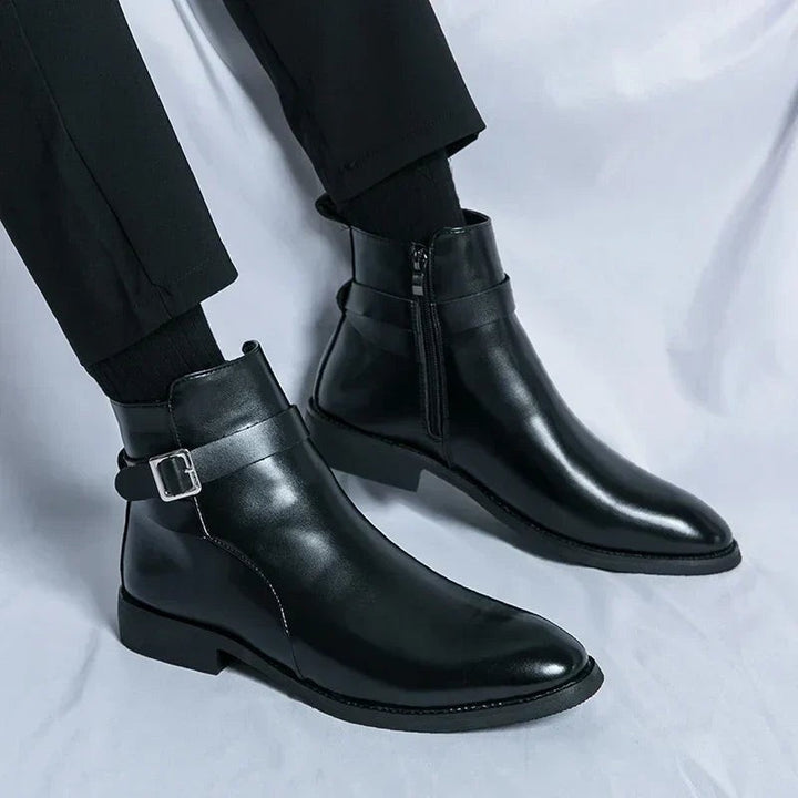Leon | Herren Stiefeletten aus Veganem Leder mit Schnalle Reißverschluss und Spitzer Zehenpartie - image 15
