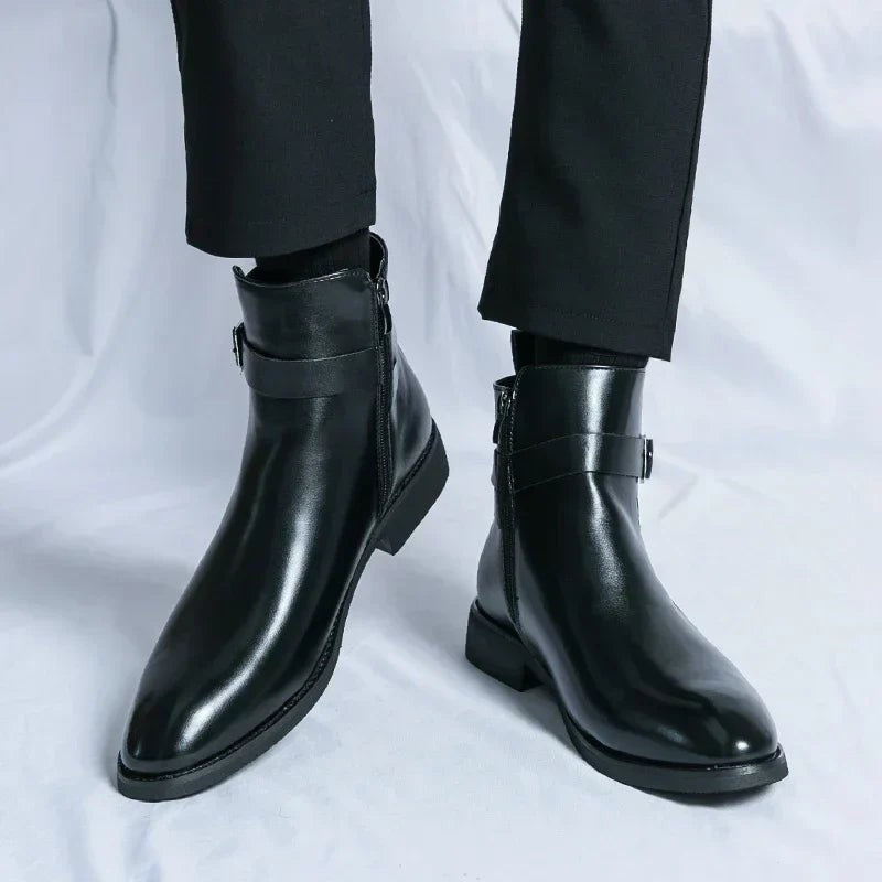 Leon | Herren Stiefeletten aus Veganem Leder mit Schnalle Reißverschluss und Spitzer Zehenpartie - image 16