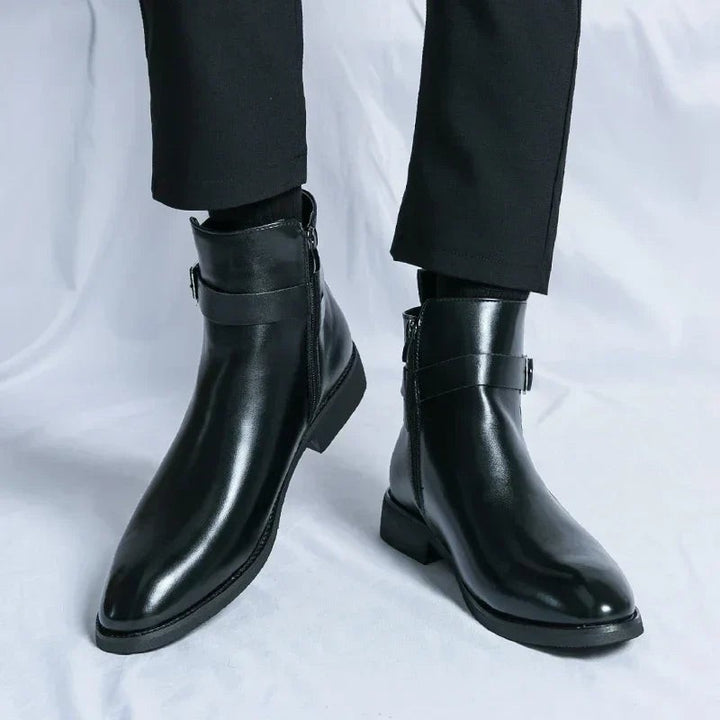 Leon | Herren Stiefeletten aus Veganem Leder mit Schnalle Reißverschluss und Spitzer Zehenpartie - image 16