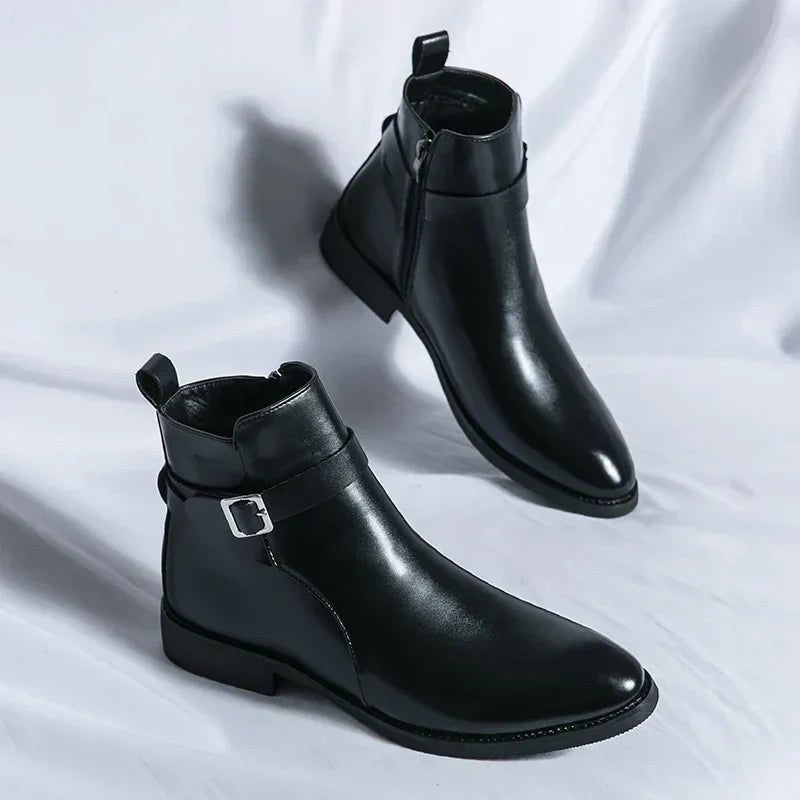 Leon | Herren Stiefeletten aus Veganem Leder mit Schnalle Reißverschluss und Spitzer Zehenpartie - image 17
