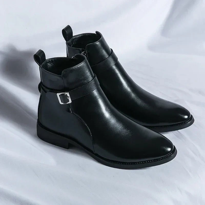 Leon | Herren Stiefeletten aus Veganem Leder mit Schnalle Reißverschluss und Spitzer Zehenpartie - image 19