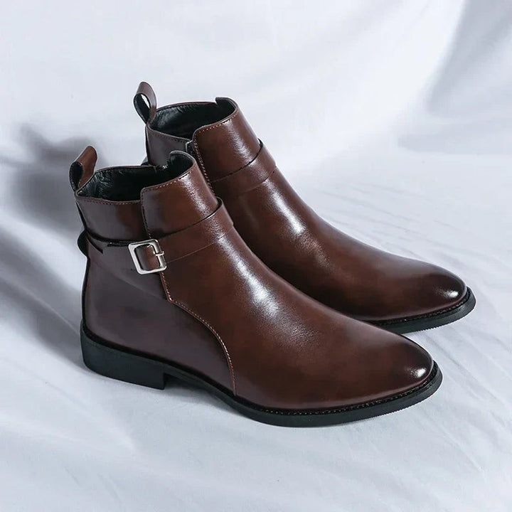 Leon | Herren Stiefeletten aus Veganem Leder mit Schnalle Reißverschluss und Spitzer Zehenpartie - image 2