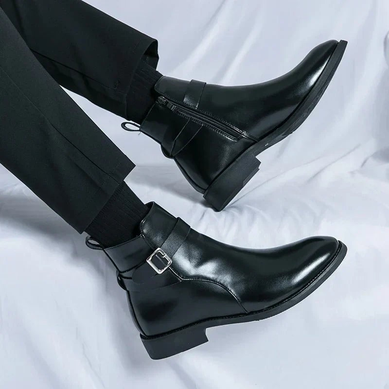 Leon | Herren Stiefeletten aus Veganem Leder mit Schnalle Reißverschluss und Spitzer Zehenpartie - image 21