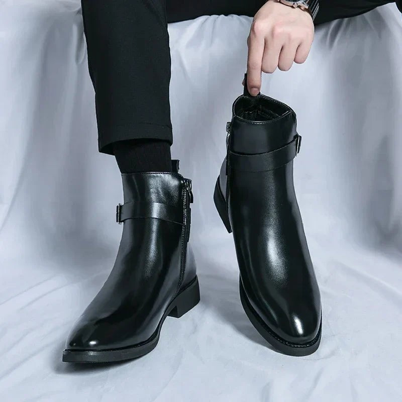 Leon | Herren Stiefeletten aus Veganem Leder mit Schnalle Reißverschluss und Spitzer Zehenpartie - image 24