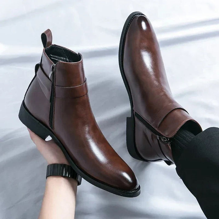 Leon | Herren Stiefeletten aus Veganem Leder mit Schnalle Reißverschluss und Spitzer Zehenpartie - image 5