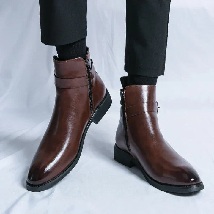 Leon | Herren Stiefeletten aus Veganem Leder mit Schnalle Reißverschluss und Spitzer Zehenpartie - image 6