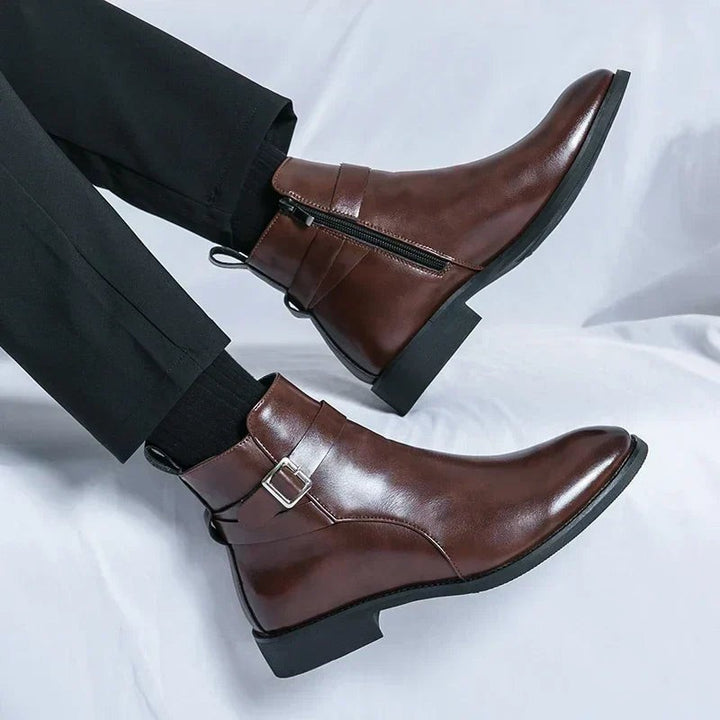 Leon | Herren Stiefeletten aus Veganem Leder mit Schnalle Reißverschluss und Spitzer Zehenpartie - image 8