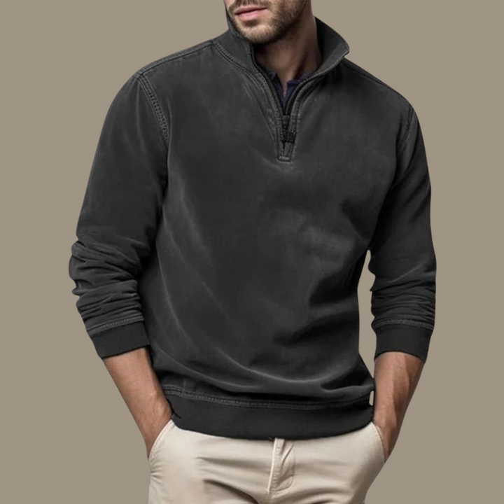 Herren Troyer in Anthrazit mit Stehkragen und Washed-Optik