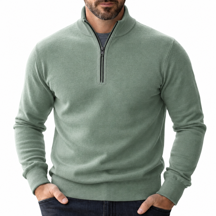 Salbeigrüner Troyer mit Stehkragen für Herren im lässigen Look
