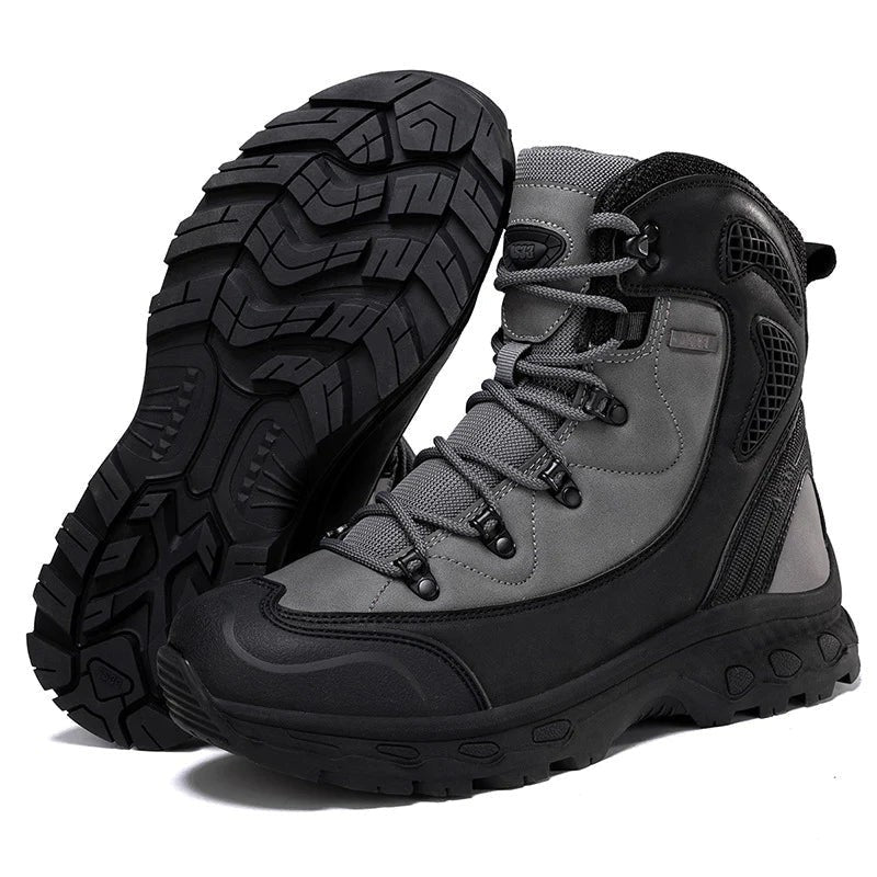 Herren Wanderstiefel grau-schwarz mit verstärkter Zehenkappe und griffiger Profilsohle