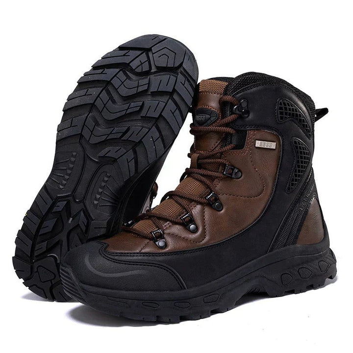 Wanderstiefel braun-schwarz mit Schnürung und robuster Gummisohle für Herren