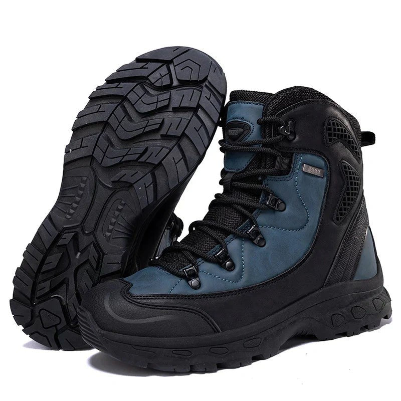 Herren Wanderstiefel dunkelblau mit Mesh-Einsätzen und stabiler Profilsohle