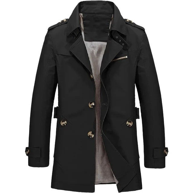 Elegante Übergangsjacke in Schwarz mit Reverskragen und Schulterklappen