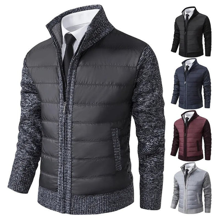 Herren Winterjacke schwarz mit Strickärmeln und Steppfutter, Farboptionen