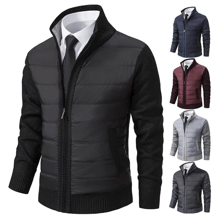 Steppjacke schwarz mit Strickärmeln und Stehkragen, mehrere Farboptionen