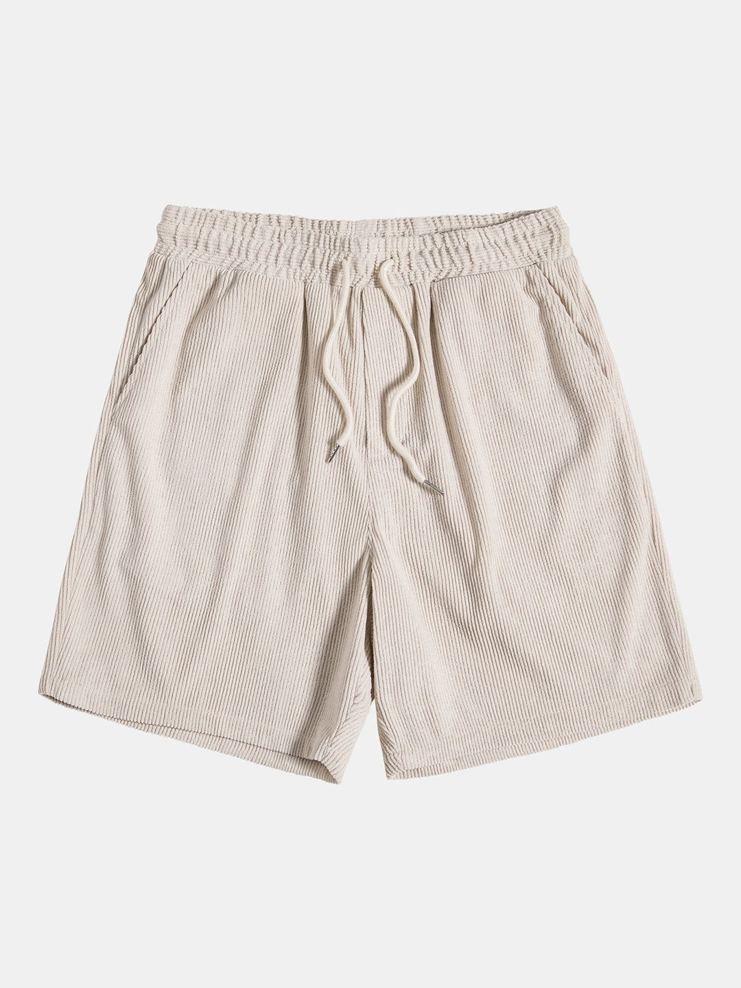 Beige Cord-Shorts mit elastischem Bund und Kordelzug