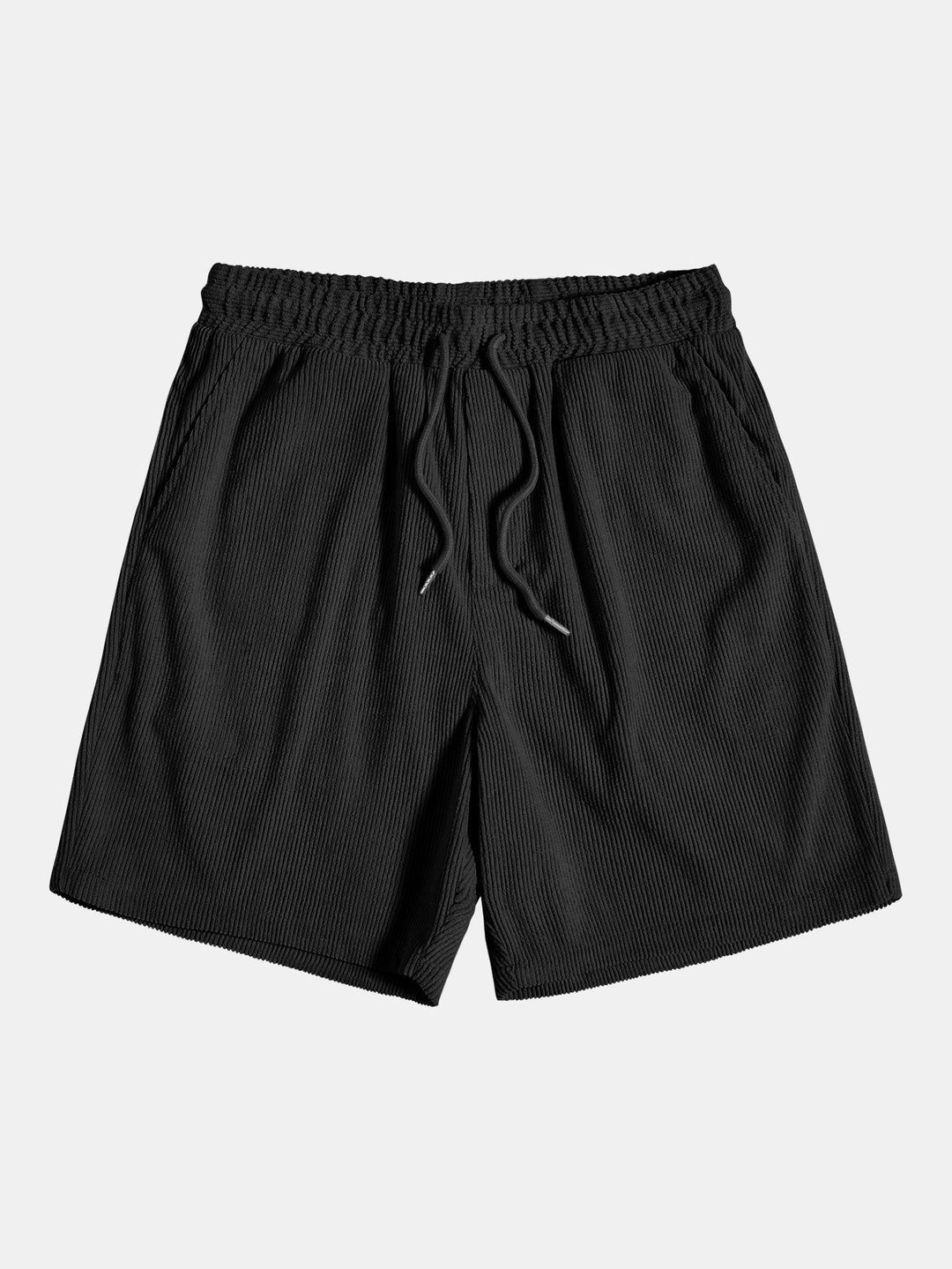 Schwarze Cord-Shorts mit elastischem Bund und Kordelzug