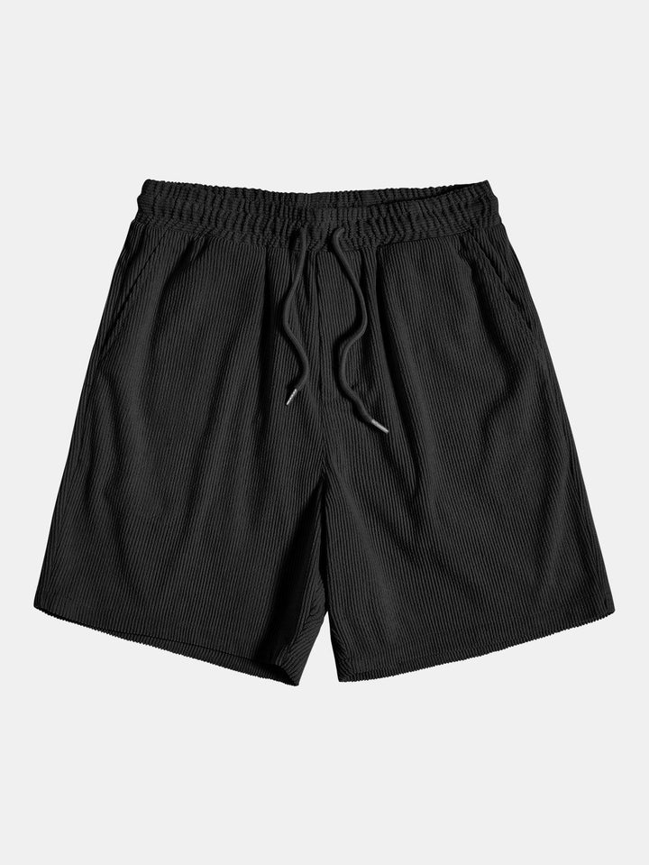 Schwarze Cord-Shorts mit elastischem Bund und Kordelzug