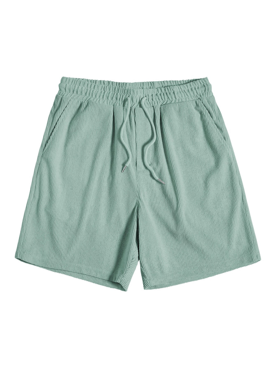 Salbeigrüne Cord-Shorts mit elastischem Bund und Kordelzug